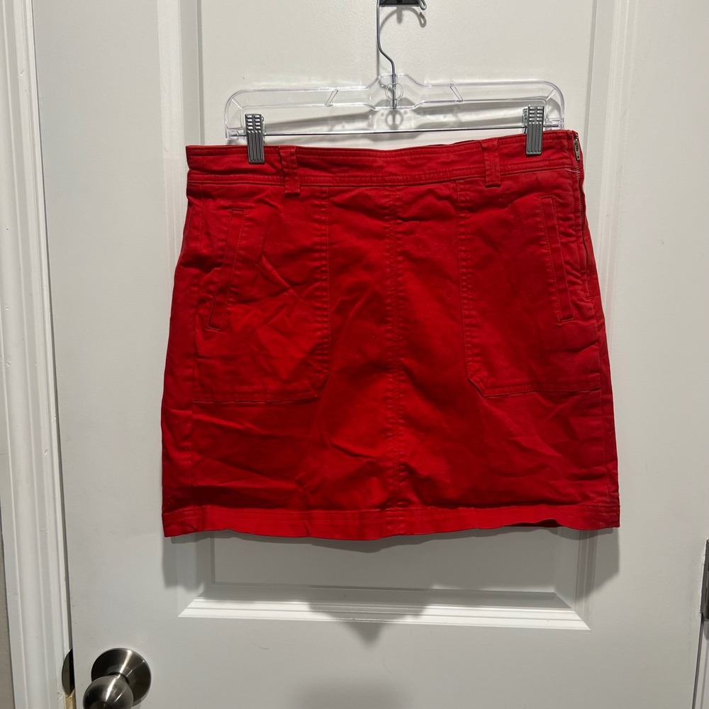 Tommy Hilfiger Womens Mini Skirt Red Cotton Blend Side Zip Stretch Size 6